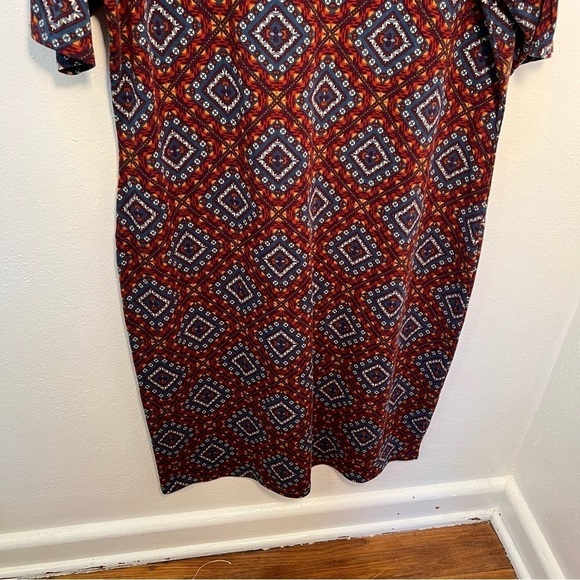 Lularoe Julia Bodycon Dress Blue Red Geometric - Picture 5 of 11